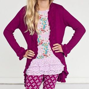 MATILDA JANE Girls Plum Cardigan sz 12 - like new!